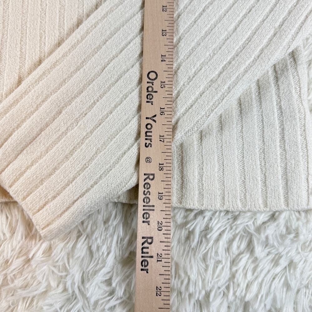 Open Edit Ribbed Mock Neck Cropped Sweater Large Neutral Minimalist Chic Preppy - Picture 5 of 9